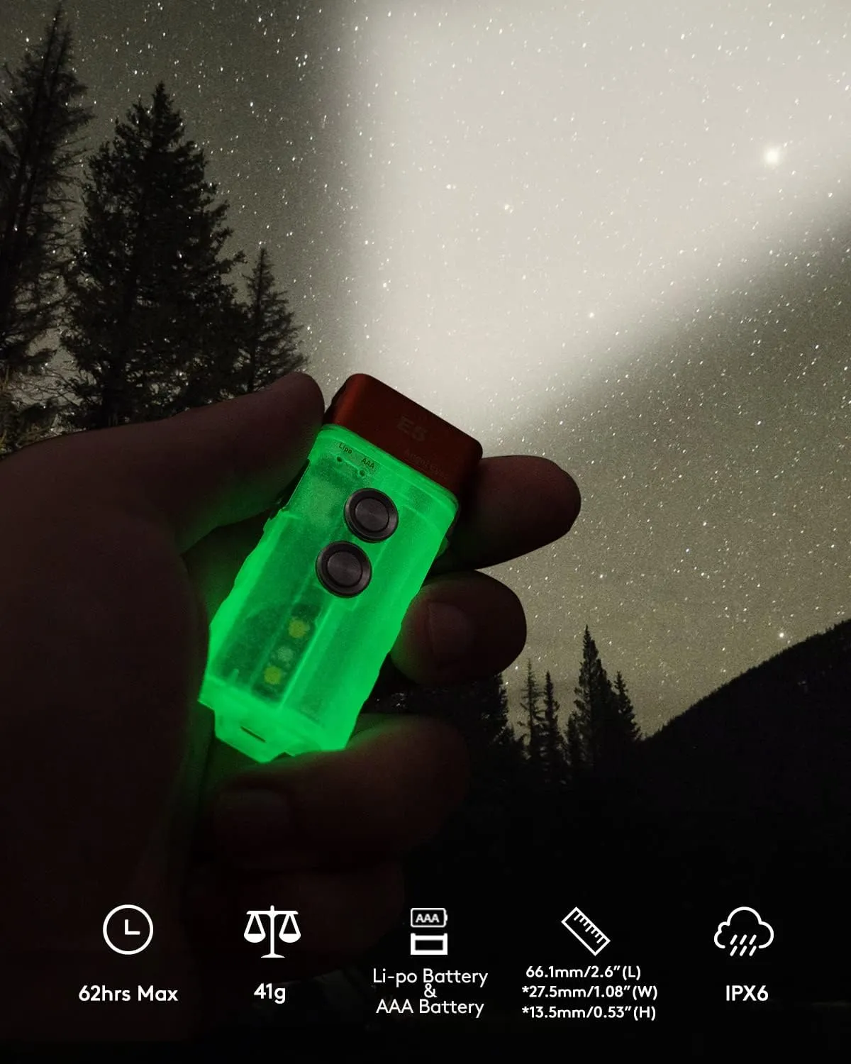 RovyVon Angel Eyes E5 700 Lumens USB-C Rechargeable Keychain Flashlight, AAA Battery Compatible EDC Flashlight, with Warm White Reading Light and Red Signal Light, IP66 Waterproof
