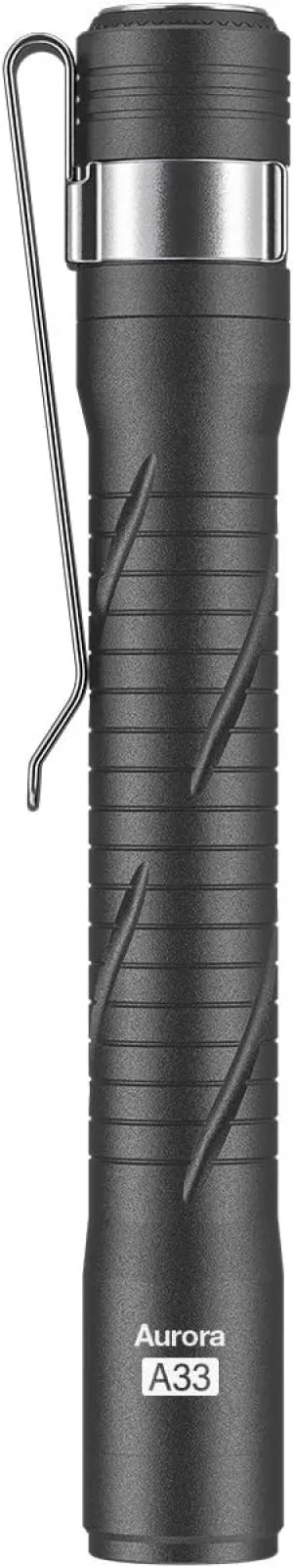 RovyVon Aurora A33 Pen Flashlight USB-C Rechargeable with Pocket Clip, 200 Lumen, IPX8 Waterproof for Inspection, Repair, Work, Outdoors(Grey)