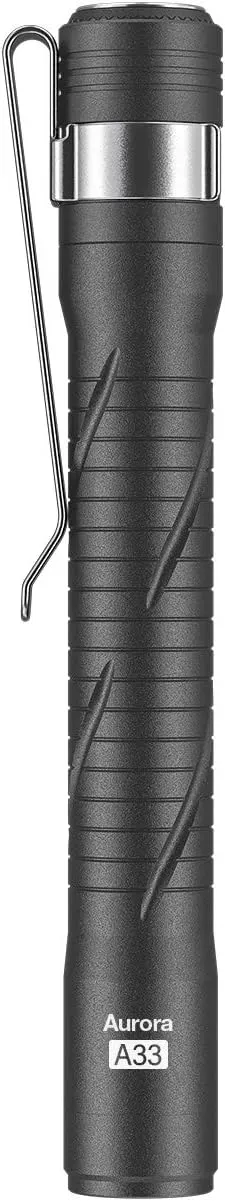 RovyVon Aurora A33 Pen Flashlight USB-C Rechargeable with Pocket Clip, 200 Lumen, IPX8 Waterproof for Inspection, Repair, Work, Outdoors(Grey)