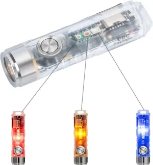 RovyVon Aurora A8 New 4th Keychain Flashlight, 650 Lumen Super Bright with EDC Pocket-Sized,USB-C Rechargeable,Momentary On, Lock Mode, for Camping Daily Use(Amber/Red/Blue)