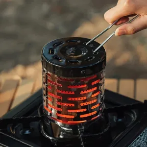 Royaleva Ultralight Mini Camping Stove - Portable Outdoor Gas Heater with Steel Cover