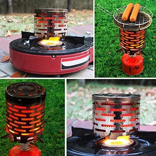 Rynx | Dilwe Camping Burners Camping Mini Heater Portable Stainless Steel Tent Heating Cover with Handle and Storage Bag Camping Heating Equipment