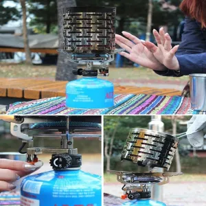 Rynx | Dilwe Camping Burners Camping Mini Heater Portable Stainless Steel Tent Heating Cover with Handle and Storage Bag Camping Heating Equipment