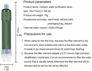RYTM 5-PC Personal Water Filter Straw Mini Outdoor Portable Filtration for Hiking, Camping, Travel, and Emergency Preparedness