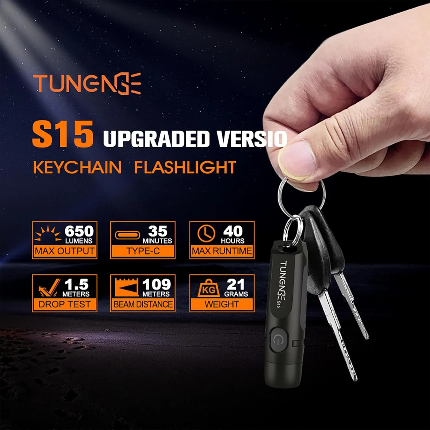 S15 Keychain Flashlight- Super Bright 650 High Lumens,UCB C Rechargeable EDC Pocket Flashlight,Mini Flashlight-Light with Magnetic Suitable for Hiking, Outdoors (Magnet Black)