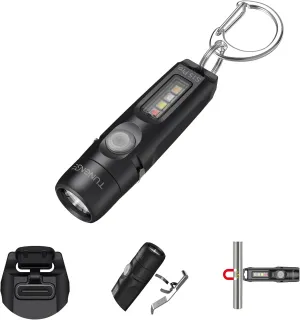 S15Pro Keychain Flashlight,750 High Lumen EDC Pocket Flashlight with Clip,USB C Rechargeable Mini Flashlight with Magnet,Suitable for Hiking, Camping, Repair(Black)