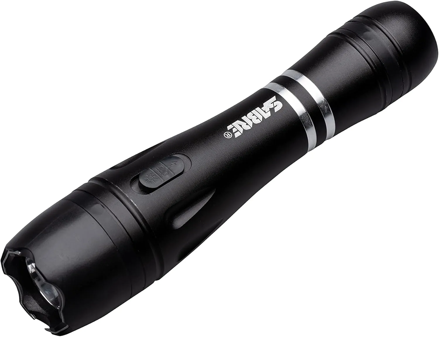 SABRE 2-in-1 Tactical Stun Gun with LED Flashlight, Self Defense Stun Gun with 2.517 µC Charge Produces Intolerable Pain, 130 Lumen LED Light, Safety Switch, Belt Holster, Rechargeable Battery