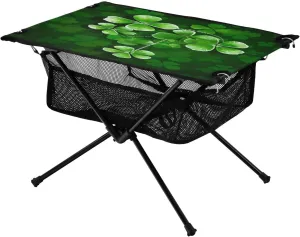 Saint Patrick's Day Portable Folding Camping Table, Compact Lightweight Beach Table with Carrying Bag for Outdoor Picnics, BBQs, Camp