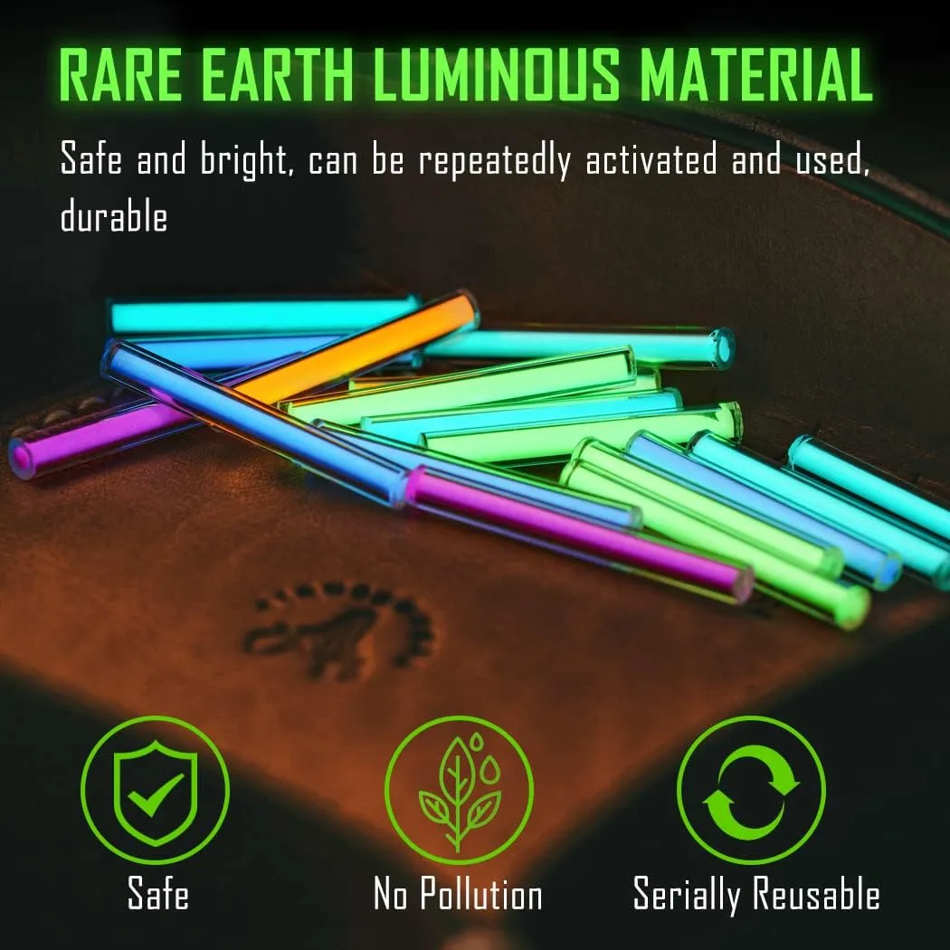sayram 2pcs Glass Luminous Tube, Rare Earth Luminous Stick, Glow Bar in The Dark Tril Vial Alternative, DIY for EDC Accessories Decoration