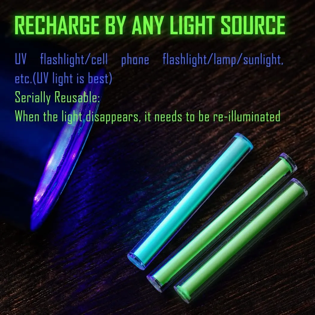 sayram 2pcs Glass Luminous Tube, Rare Earth Luminous Stick, Glow Bar in The Dark Tril Vial Alternative, DIY for EDC Accessories Decoration