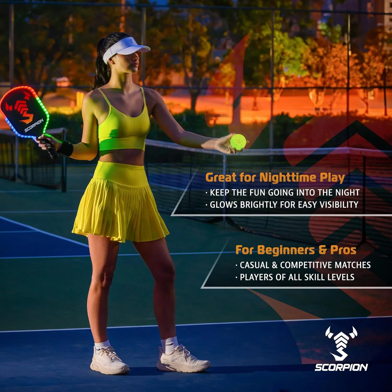 SCORPION 3-Pack Glow in the Dark Pickleballs - True Flight Outdoor Pickle Balls - Bright Sports Balls for Pickleball at Night - Consistent Bounce & Balance, 40 Holes for Precision & Control - 26 Grams
