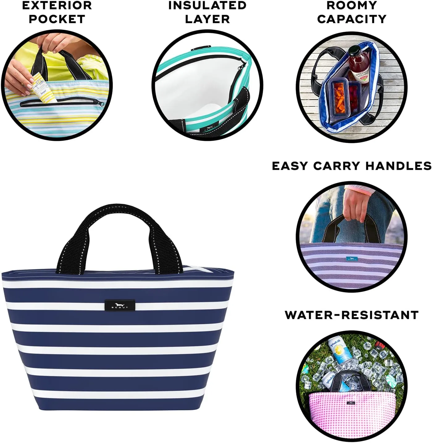 SCOUT Nooner Lunch Box - Lightweight, Insulated Lunch Bag with Outside Zip Pocket, Cooler For Women - Everyday, Beach Cooler