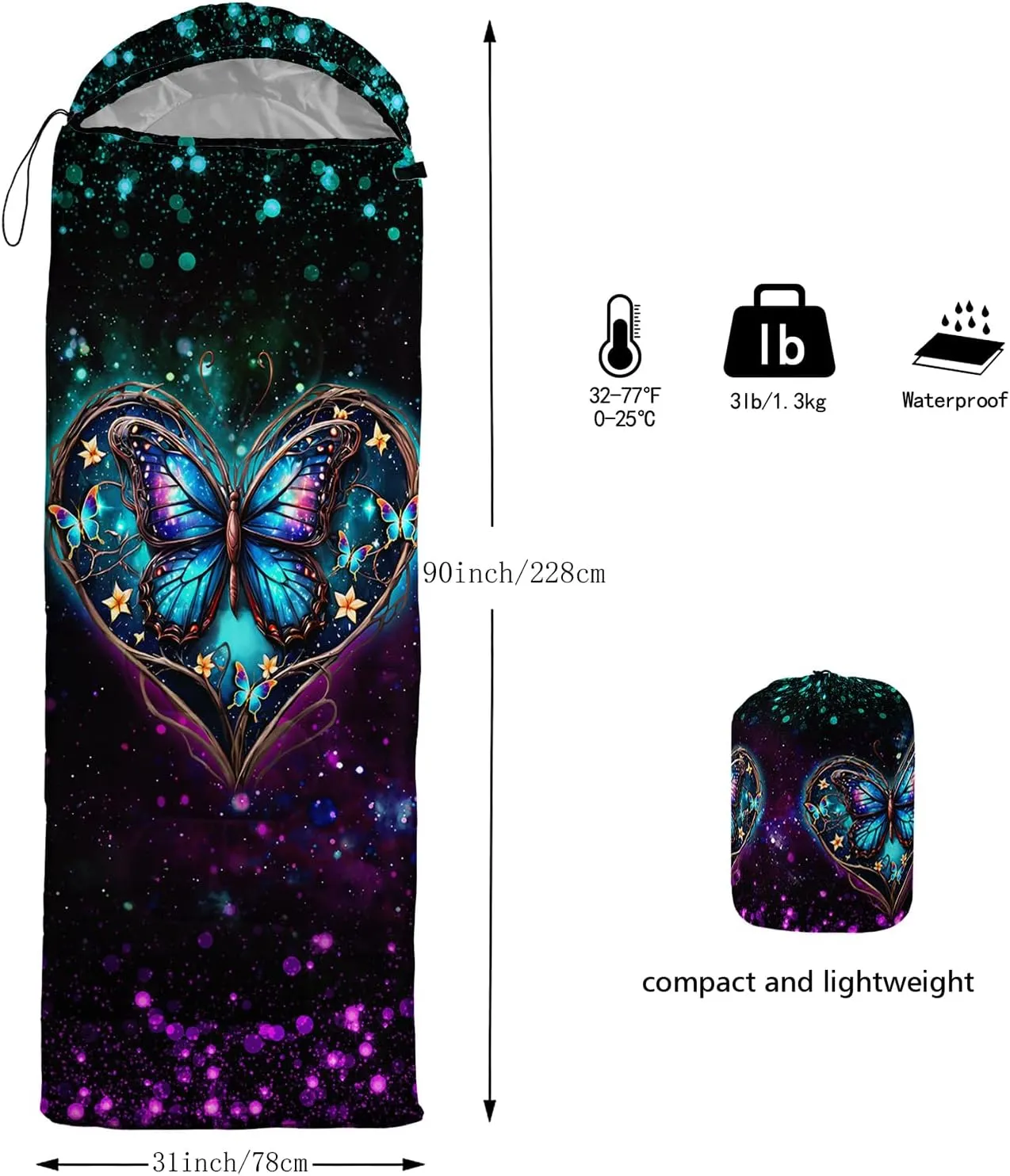 Sea Turtle Sleeping Bag for Kids Boys Girls,Ocean Themed Camping Gear,Waterproof Compact Sleeping Bag for Camping Backpacking Outdoor Hiking.