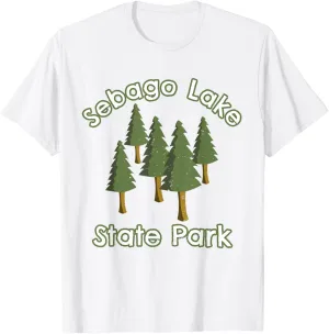 Sebago Lake Maine Camping Woods Forest Campground Trees T-Shirt
