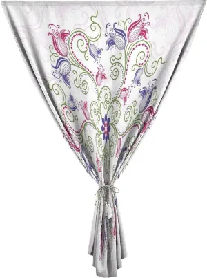 Self Adhesive Portable Blackout Curtains, Purple Mandala Room Darkening Curtains, Classic Shabby Chic with Eastern Swirled Tulip Flowers Print Temporary Blackout Blinds,59W x84L Inches, for Bathroom