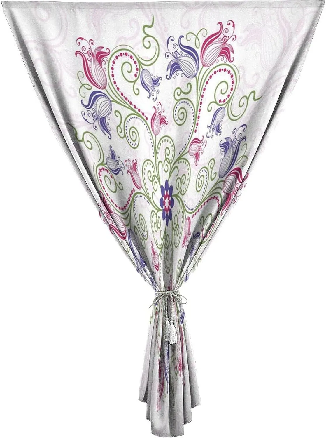 Self Adhesive Portable Blackout Curtains, Purple Mandala Room Darkening Curtains, Classic Shabby Chic with Eastern Swirled Tulip Flowers Print Temporary Blackout Blinds,59W x84L Inches, for Bathroom