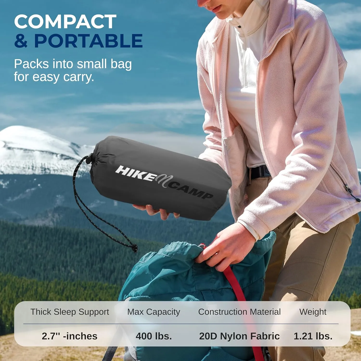 SereneLife Lightweight & Compact Camping Gear – Sleeping Pads & Bags with Built-in Pillows for Outdoor Comfort, Waterproof & Tear-Resistant Design, Perfect for Hiking, Backpacking, Couples & Solo Use