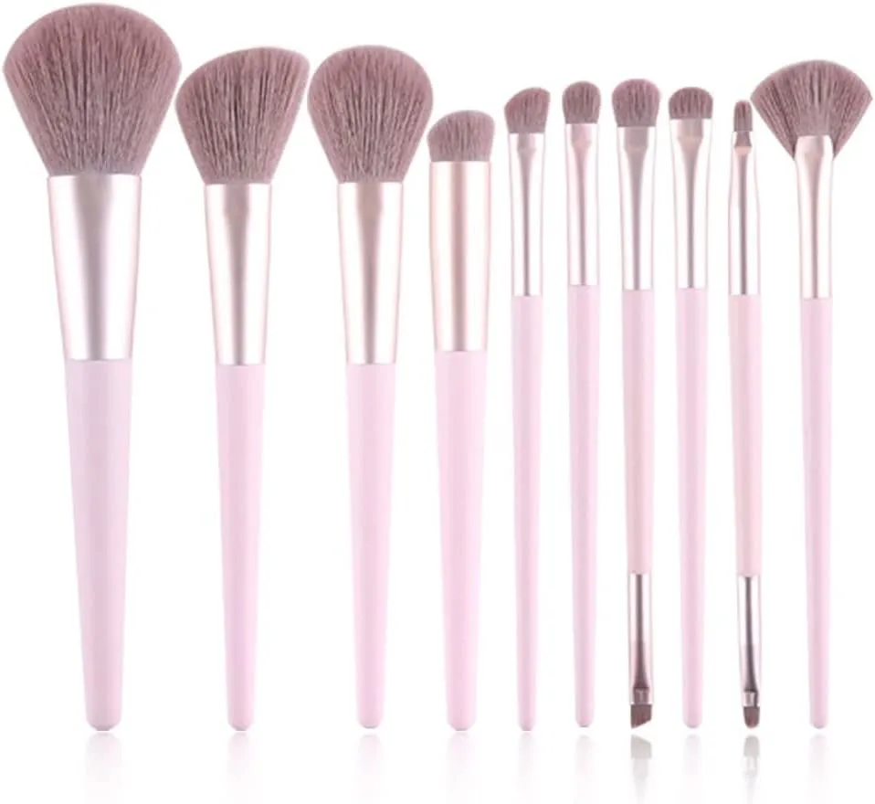 Set of 10 Makeup Brushes Portable Makeup Tools Lip Brush Concealer Brush Eye Shadow Brush