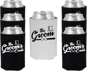 Shop4Ever The Groom and The Groom’s Crew Bow Tie Top Hat Can Coolie ~ Wedding Bachelor Party Beer Can Sleeve Coolers ~ (Crew Hat, 6 Pk)