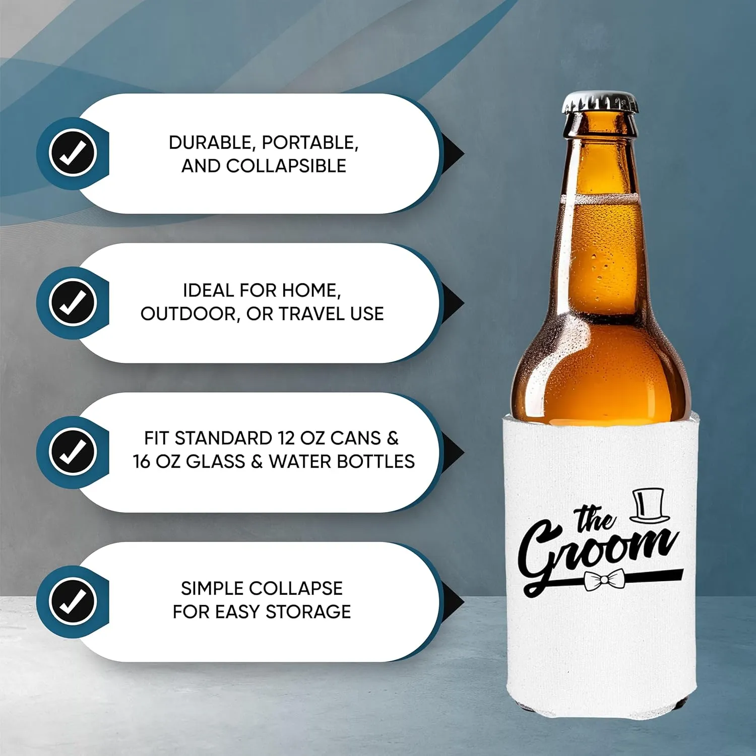 Shop4Ever The Groom and The Groom’s Crew Bow Tie Top Hat Can Coolie ~ Wedding Bachelor Party Beer Can Sleeve Coolers ~ (Crew Hat, 6 Pk)