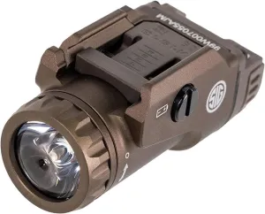 Sig Sauer Foxtrot1X 450 Lumens Compact Durable Tactical Rail-Mounted Handgun Flashlight with Ambidextrous Push-Button Side Switches, FDE