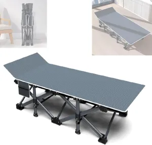 Silent Folding Camp Bed for Adults, Portable Foldable Cot with Storage Bag Heavy Duty Sturdy Guest Bed Load Capacity 300kg for Fishing Picnic Office Indoor 190 * 71 * 36cm