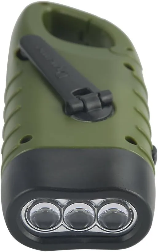 Simpeak 2-Pack Hand Crank Solar Powered Flashlight, Emergency Rechargeable LED Flashlight, Survival Flashlight, Quick Snap Carbiner Dynamo Flashlight Torch for Outdoor Sports