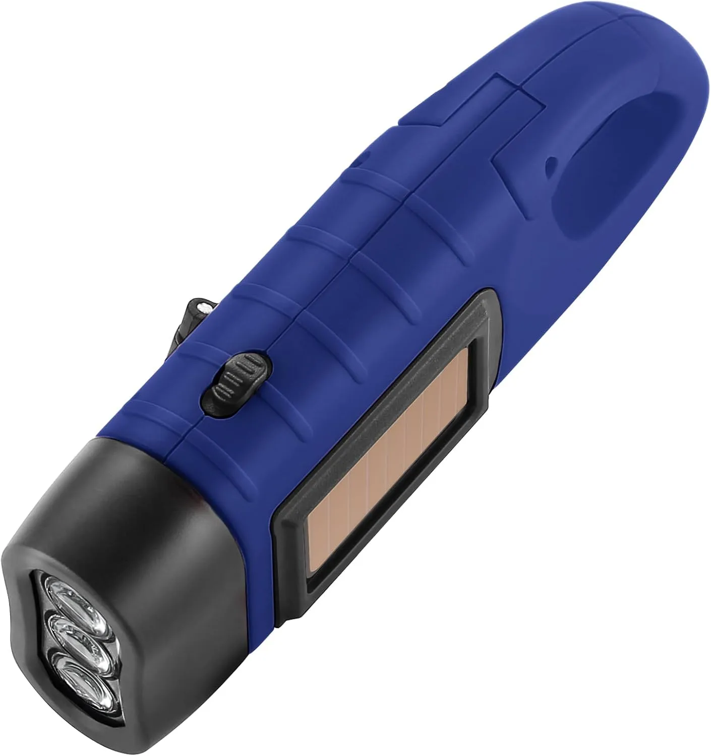 Simpeak 2-Pack Hand Crank Solar Powered LED Flashlight, Emergency Survival Flashlight with Dynamo Torch for Outdoor Sports (Blue)