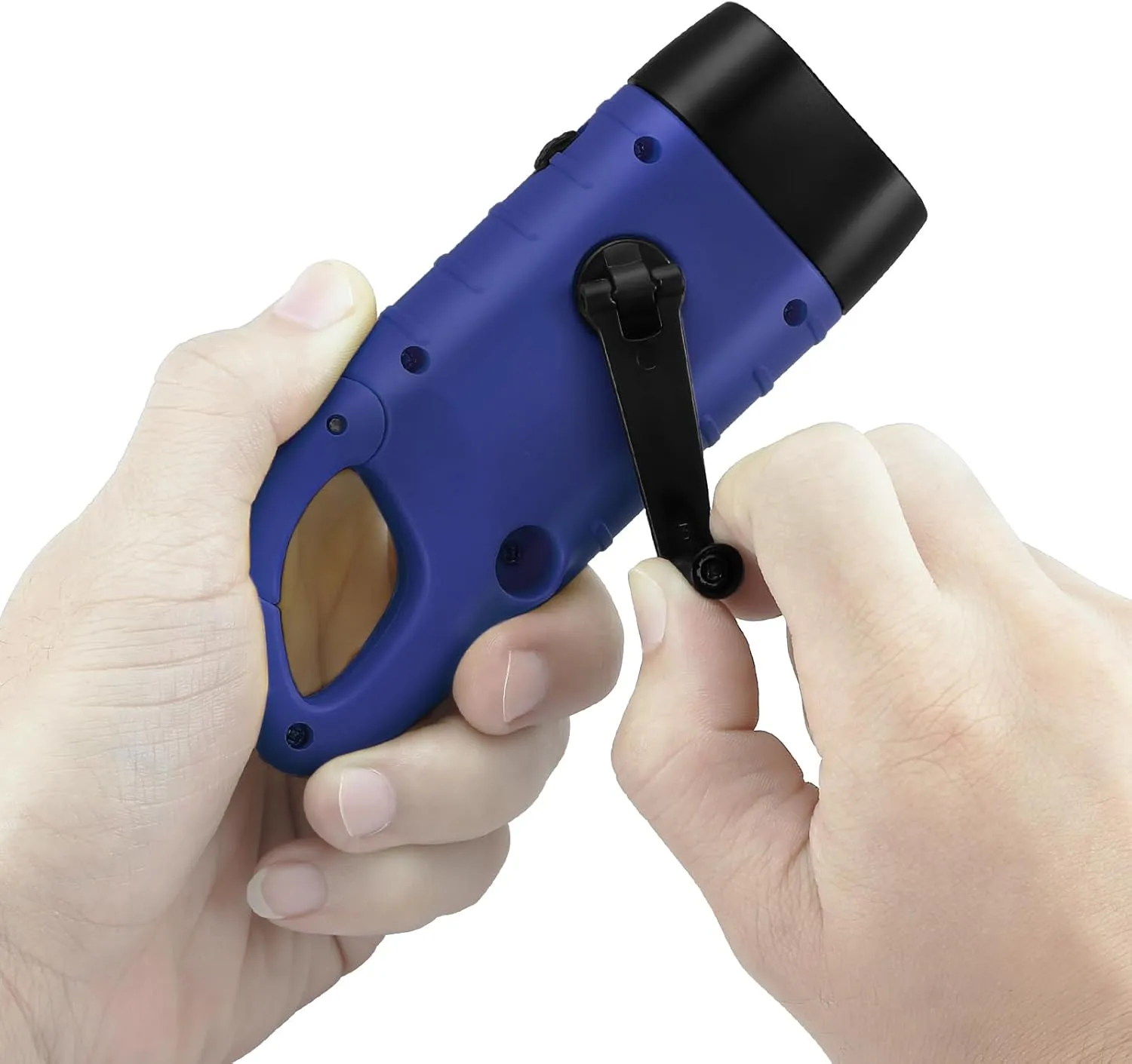 Simpeak 2-Pack Hand Crank Solar Powered LED Flashlight, Emergency Survival Flashlight with Dynamo Torch for Outdoor Sports (Blue)
