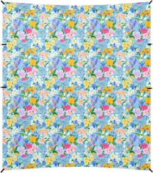 Simple Spring Fresh Floral Colorful Foldable Beach Tent UPF50  Waterproof Outdoor Sun Shade with Sand Shovel, Sandbags for Backyard and Camping