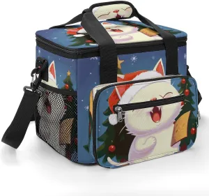 Sing Christmas Carols Printing Cooler Bag Large Capacity Leak Proof Lunch Cooler for Picnics Travel & Outdoor Adventures