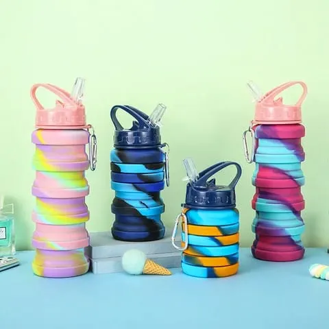 Sipper Bottle Water color) Expandable Sports, Curated selection Trekking, School Water (random Cycling, Silicone with Gym, 500 for Ml Hook Snap Bottle *00% satisfaction guarantee