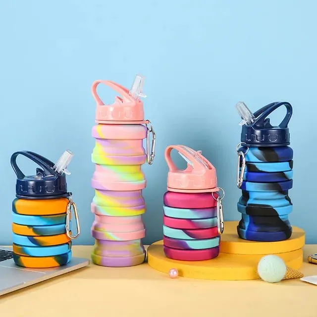 Sipper Bottle Water color) Expandable Sports, Curated selection Trekking, School Water (random Cycling, Silicone with Gym, 500 for Ml Hook Snap Bottle *00% satisfaction guarantee