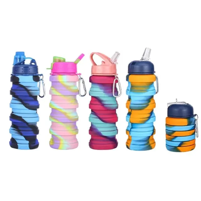 Sipper Bottle Water color) Expandable Sports, Curated selection Trekking, School Water (random Cycling, Silicone with Gym, 500 for Ml Hook Snap Bottle *00% satisfaction guarantee