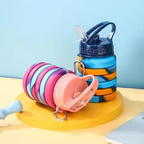 Sipper Bottle Water color) Expandable Sports, Curated selection Trekking, School Water (random Cycling, Silicone with Gym, 500 for Ml Hook Snap Bottle *00% satisfaction guarantee