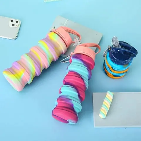 Sipper Bottle Water color) Expandable Sports, Curated selection Trekking, School Water (random Cycling, Silicone with Gym, 500 for Ml Hook Snap Bottle *00% satisfaction guarantee
