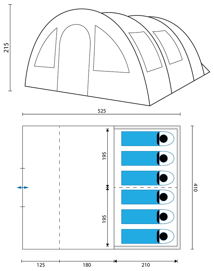 Skandika Helsinki 6 Tent Tunnel 6 Person in Grey & Orange (SKA0047)