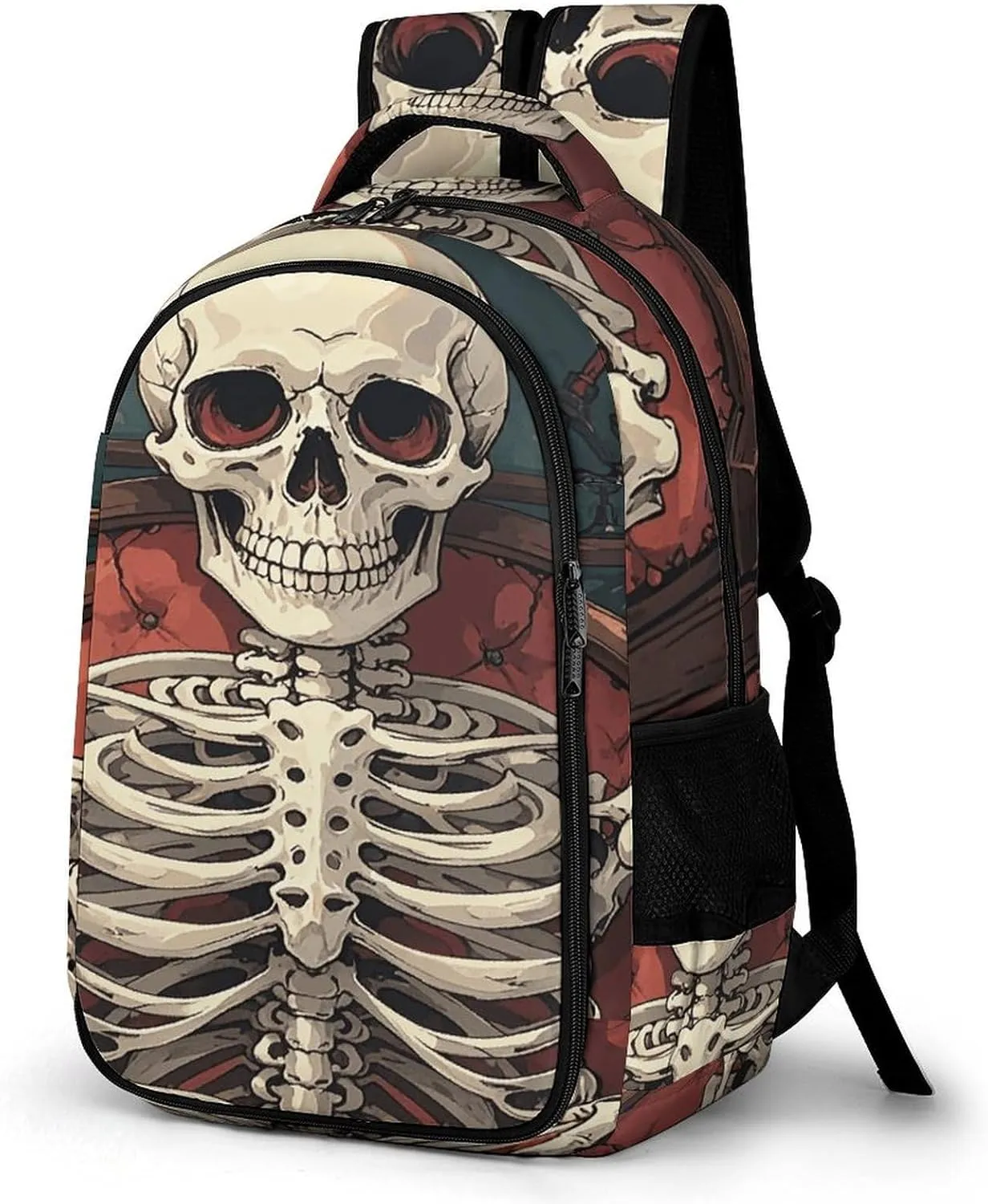 Skeleton Reading Travel Backpack Adjustable Computer Bag Casual Travel Daypack Satchel Backpack Unisex