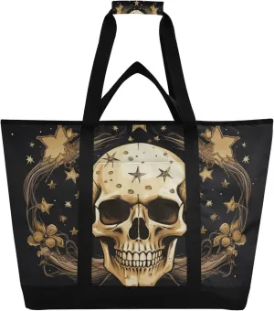 Skeleton Reusable Insulated Cooler Bag with Ice Pack Compartment - Large 47L Waterproof Thermal Grocery Tote for Picnic Beach Camping Lunch Storage