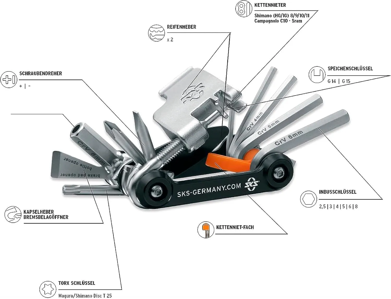 SKS GERMANY Tom 18 Multi Tool