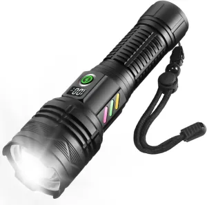 Skylla Flashlight Rechargeable, Led Flashlights, 2000 high Lumens Flash Light, Brightest Powerful Tactical Flashlight, Military High Power Memory & 6 Modes for Home Camping Hiking Outdoor Emergency