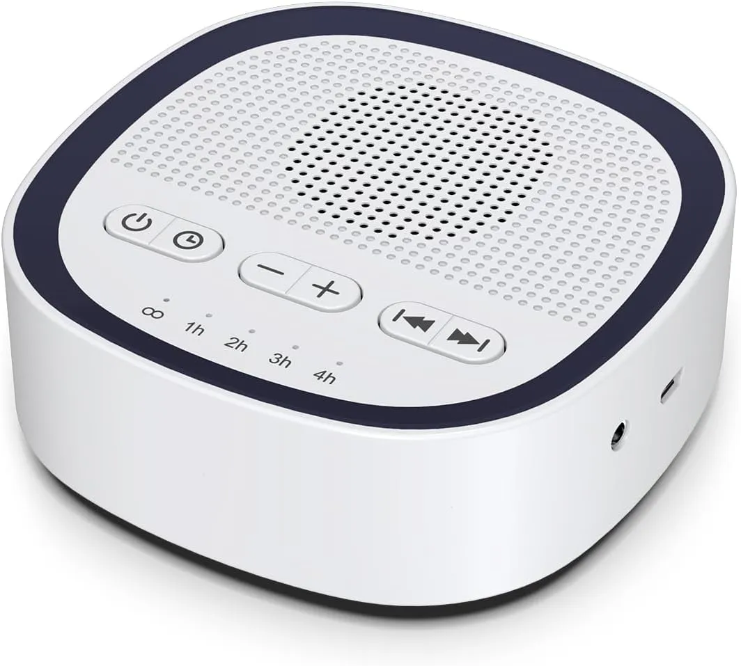 Sleep White Noise Sound Machines with 30 Soothing Sounds 3.5 mm Headphone Jack 5 Timer Settings 32 Precise Volume Memory Function Compact Design Ideal Gift