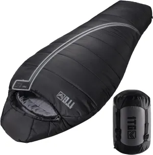 Sleeping Bag for Adults, Warm Weather Camping Mummy Sleeping Bags (25-36℉) with Adjustable Hood, Phone Pocket & Compression Sack for Hiking Travel Hunting