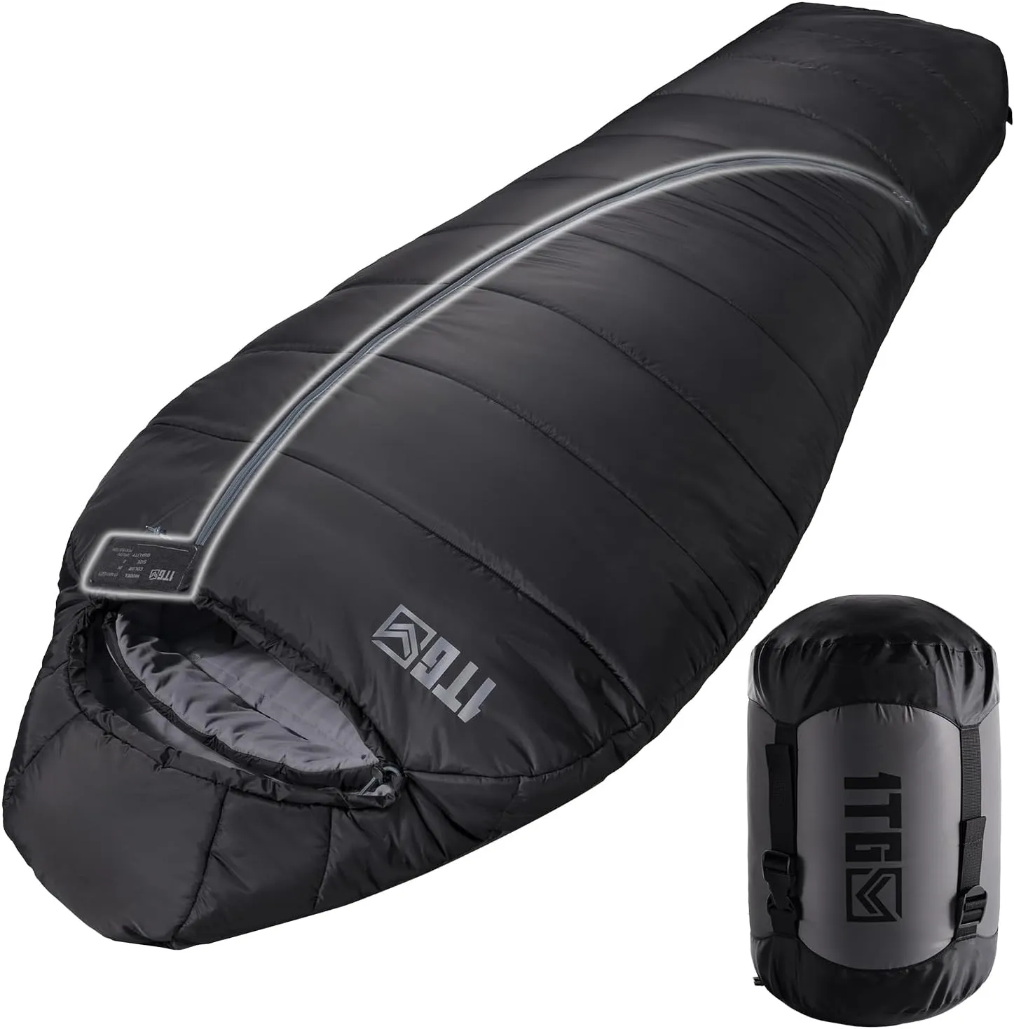 Sleeping Bag for Adults, Warm Weather Camping Mummy Sleeping Bags (25-36℉) with Adjustable Hood, Phone Pocket & Compression Sack for Hiking Travel Hunting