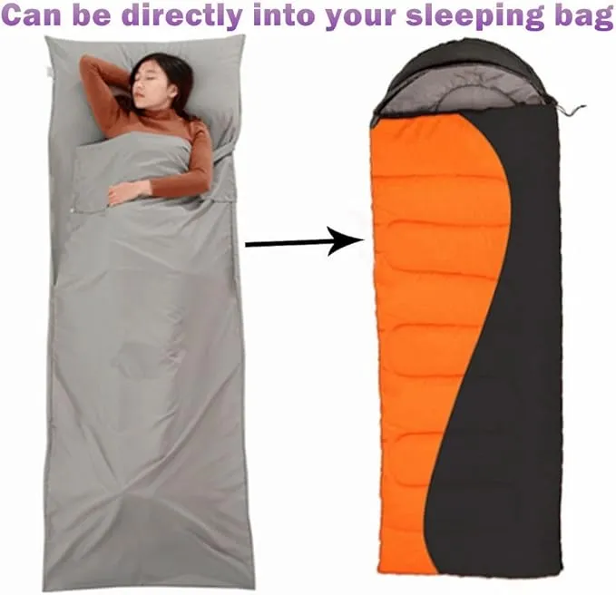 Sleeping Bag Liner Camping Sheets Travel Sheets for Hotel Lightweight Hotel Sheet Compact Sleep Bag Sack Breathable Travel Sleeping Bag for Hotels Camping Youth Picnic Adult Compact Sacks