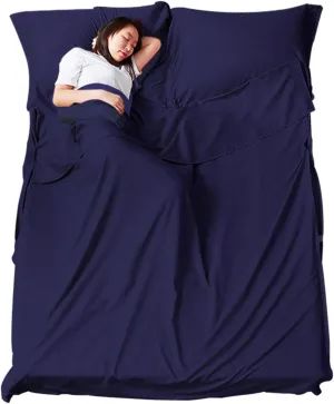 Sleeping Bag Liner Lightweight Compact Sleeping Bag Sack Portable Clean Travel Sheet with Zippered Opening for The Feet Camping Sleep Sheet for Backpacking Hotel& Hiking