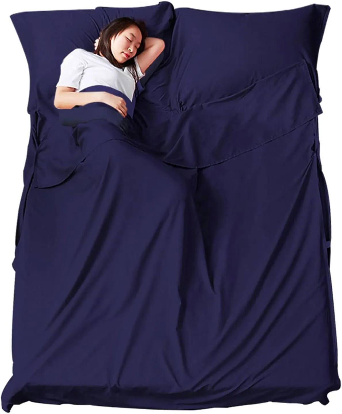 Sleeping Bag Liner Lightweight Compact Sleeping Bag Sack Portable Clean Travel Sheet with Zippered Opening for The Feet Camping Sleep Sheet for Backpacking Hotel& Hiking