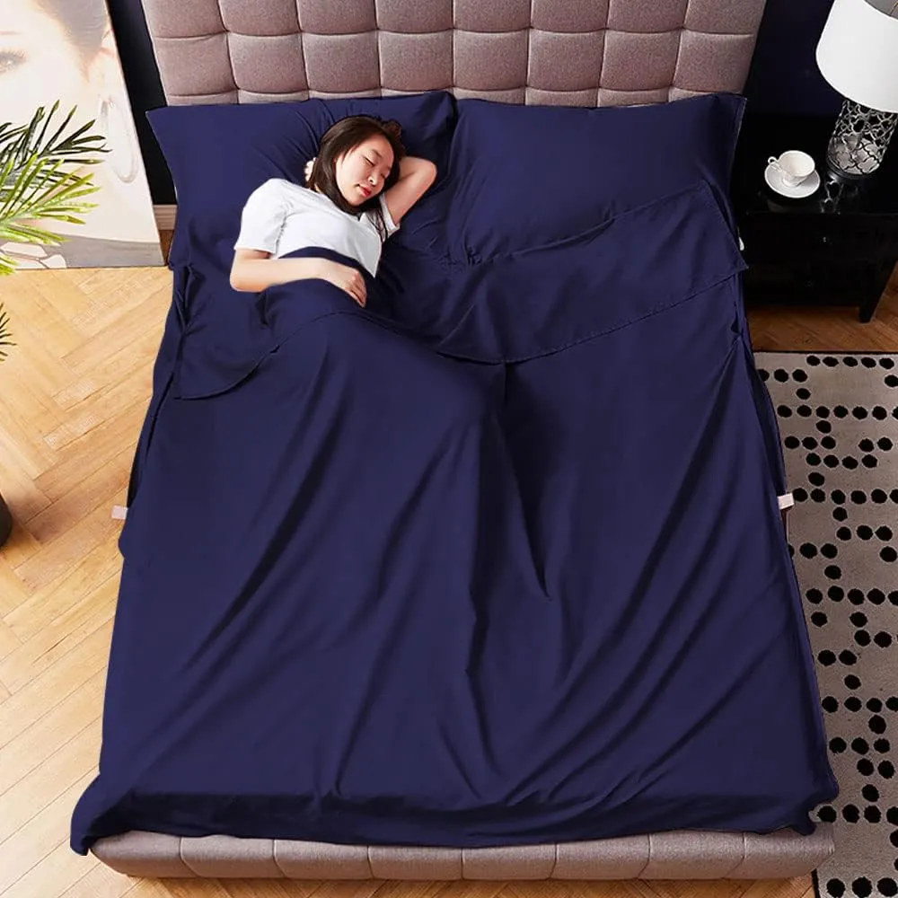 Sleeping Bag Liner Lightweight Compact Sleeping Bag Sack Portable Clean Travel Sheet with Zippered Opening for The Feet Camping Sleep Sheet for Backpacking Hotel& Hiking