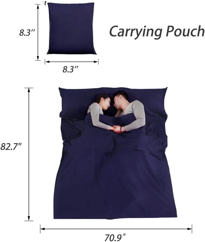 Sleeping Bag Liner Lightweight Compact Sleeping Bag Sack Portable Clean Travel Sheet with Zippered Opening for The Feet Camping Sleep Sheet for Backpacking Hotel& Hiking