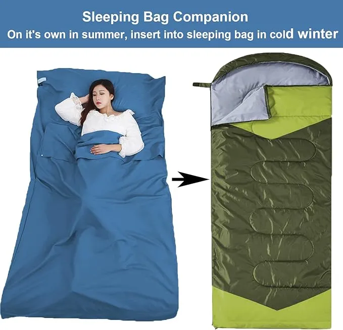 Sleeping Bag Liner Portable Travel Camping Sheets Lightweight and Compact Sleeping Sack Sheets for Adults Comfortable Liners for Traveling Hotel Camping Picnic Hostels Backpacking